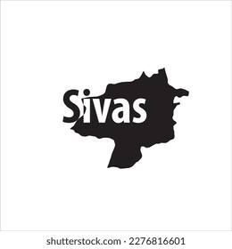 Sivas map and black lettering design on white background