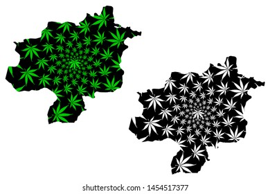 Sivas (Provinces of the Republic of Turkey) map is designed cannabis leaf green and black, Sivas ili map made of marijuana (marihuana,THC) foliage,