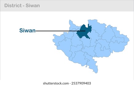 Mapa del subdistrito de Siwan, Distrito de Siwan, Estado de Bihar, República de la India, Gobierno de Bihar, Territorio indio, India oriental, política, aldea, turismo