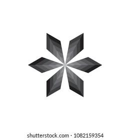 Six 3D black diamond logo, black crystal logo design vector