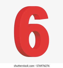 Six 3D figure of red. Isolated on white background. Flat vector stock illustration