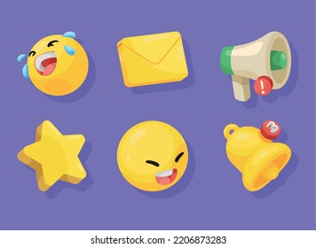six 3d social media set icons