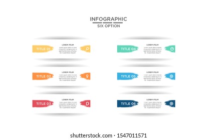 	
Six 6 Options brush stroke infographic step chart workflow  element Plan Slide Template
