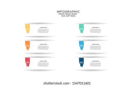	
Six 6 Options brush stroke infographic step chart workflow  element Plan Slide Template