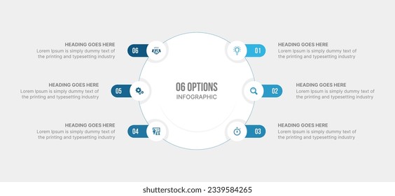 Six 6 Options Circle Cycle Infographic Template Design