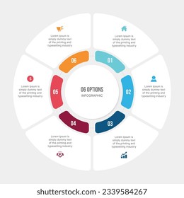 6 Optionen Circle Cycle Infografik Template Design