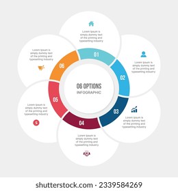 6 Optionen Circle Cycle Infografik Template Design