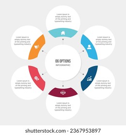 6 Optionen Circle Cycle Infografik Template Design