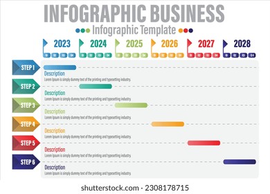 Six 6 Steps modern Timeline diagram calendar quarter with Months workflow and rectangle , presentation vector infographic. Infographic template for business.