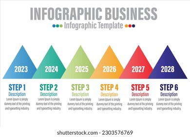 Six 6 Steps, Six 6 option, balanced scorecard strategic management tool infographic with triangle shape modification concept for slide presentation