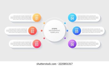 Six 6 Steps Options Circle Business Infographic Modern Design Template