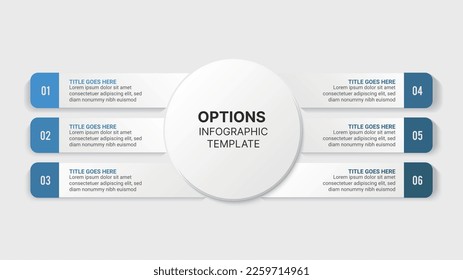 Six 6 Steps Options Circle Round Infographic Template Design