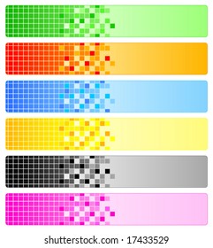 Six abstract banners with pixels