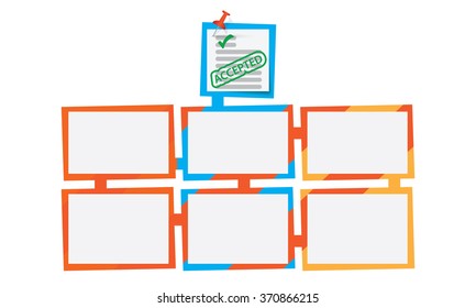 Six abstract text boxes for your text and questionnaire