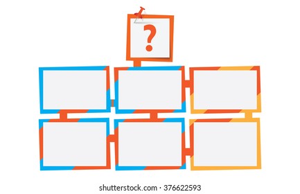 Six abstract text boxes for your text and question mark