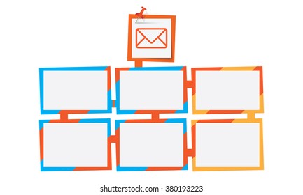 Six abstract text boxes for your text and envelope