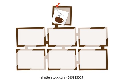 Six abstract text boxes for your text and cup of coffee