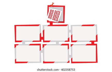 Six abstract text boxes for your text and big data headline