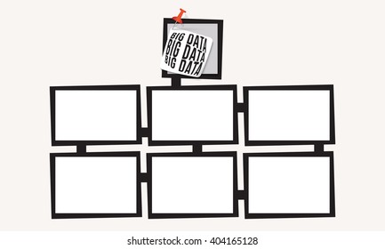 Six abstract text boxes for your text and big data headline
