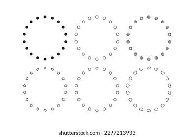 Six abstract vector circles set.