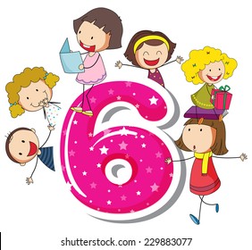 Six adorable kids on a white background 