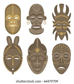 Six African masks. 