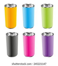 Six Aluminum Can.Vector Design