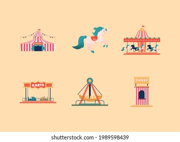 six amusement park set icons
