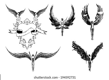 Six angels religion people symbol sign flying