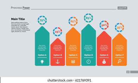 Six Arrows Bar Chart Slide Template