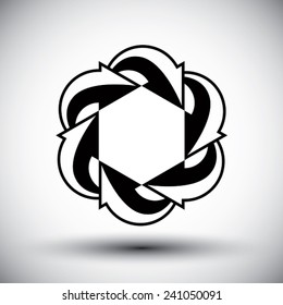 Six arrows loop conceptual icon, special abstract new idea vector symbol.