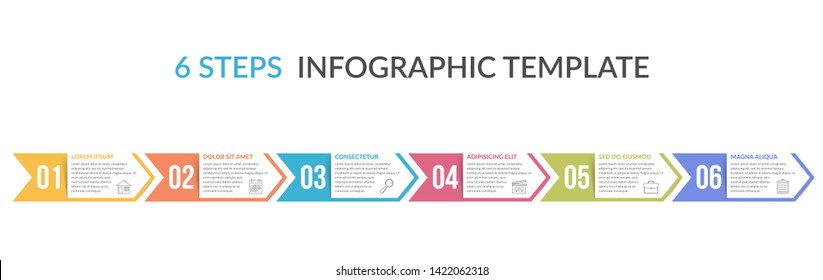 Six arrows with numbers and text, six steps - infographic template, vector eps10 illustration
