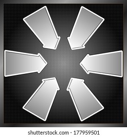 six arrows on black panel with grid texture
