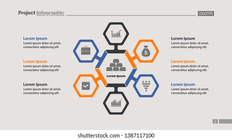 Six Aspects Of Business Slide Template. Business Data. Graph, Chart, Design. Creative Concept For Infographic, Report. Can Be Used For Topics Like Assets, Market, Finances