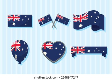 six australian flag set icons