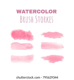 Six beautiful vector watercolor brush strokes