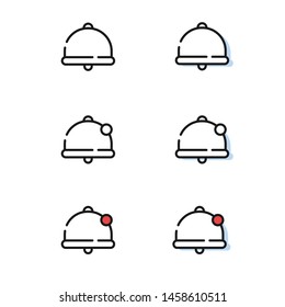 Six bell symbol in simple line stile. Notification icons for app and site.