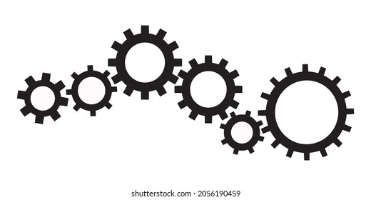 Six Big And Little Gears Border Graphics Black Horizontal