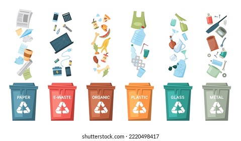 Six bins for separate waste collection