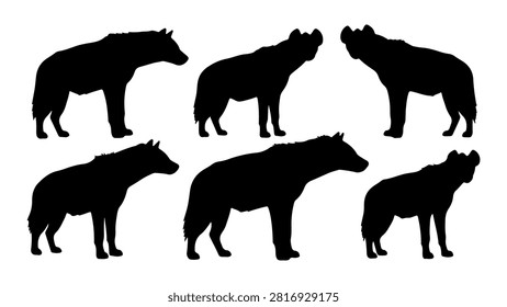 Six black bear silhouettes in different stances, showcasing their majestic and powerful presence in a natural setting.