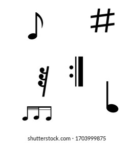 six Black color Music Note Collection vector design for banner