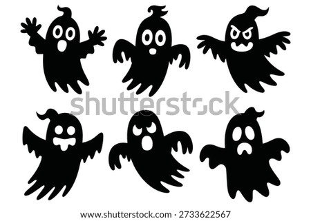 Six Black Halloween Ghosts spooky scary