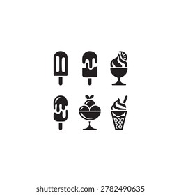 Six black ice cream including popsicles sundaes and cones dessert