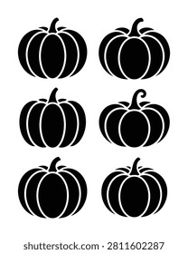 Six black pumpkin icons with white outlines arranged in a grid