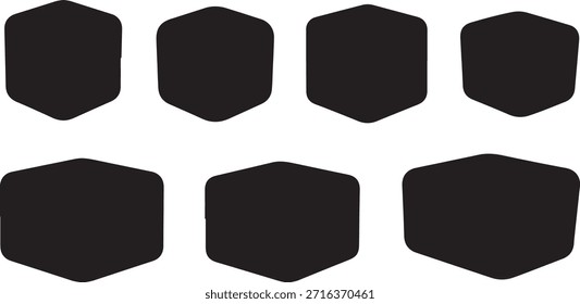 Seis Formas hexagonales redondeadas negras dispuestas en dos filas de tres