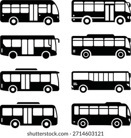 Six Black and White Bus in Different Styles transportation