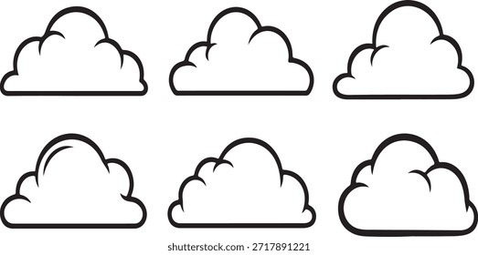 Six black and white cloud with different shapes and sizes clouds weather