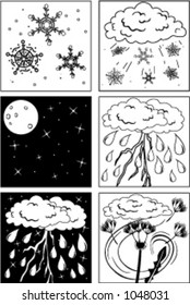Six black and white line art weather icons File 3 of 6