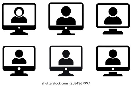 Six black and white silhouette icons depict anonymous individuals wearing hoodies and masks, seated at laptops.