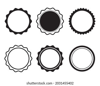 Six blank circular label stamps set.